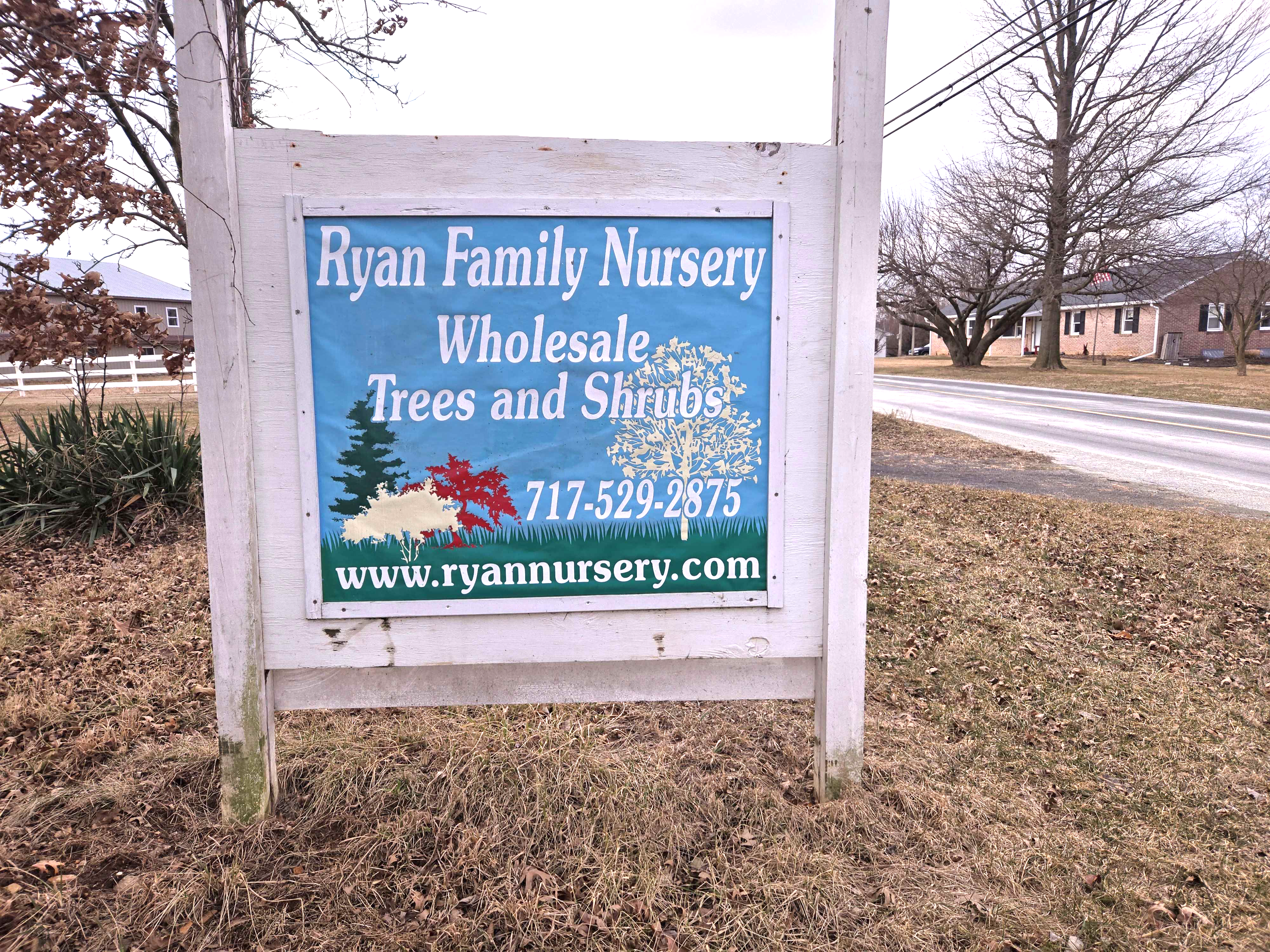 Ryan Family Nursery Wholesale Trees and Shrubs sign
